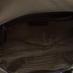 Pre Owned Prada Beige/Brown Canvas and Leather Push Lock Tote
