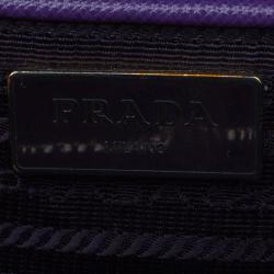 Pre Owned Prada Purple Saffiano Lux Leather Double Zip Tote