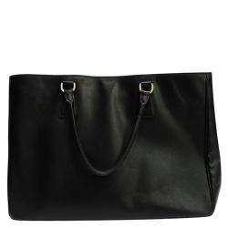 Pre Owned Prada Black Saffiano Lux Leather Large Tote 