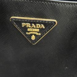 Pre Owned Prada Black Saffiano Lux Leather Large Tote 