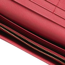 Pre Owned Prada Pink Saffiano Leather Continental Wallet