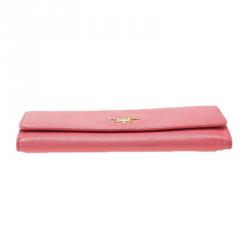 Pre Owned Prada Pink Saffiano Leather Continental Wallet