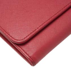 Pre Owned Prada Pink Saffiano Leather Continental Wallet