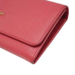 Pre Owned Prada Pink Saffiano Leather Continental Wallet