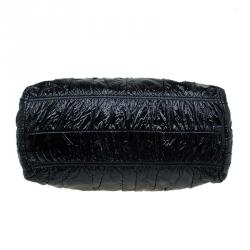 Pre Owned Prada Black Gaufre Patent Leather Large Shopper Tote