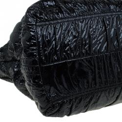 Pre Owned Prada Black Gaufre Patent Leather Large Shopper Tote