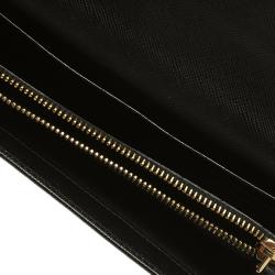 Pre Owned Prada Black Saffiano Fiocco Leather Jewel Embellished Continental Wallet