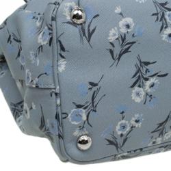 Pre Owned Prada Grey Floral Print Saffiano Leather Tote