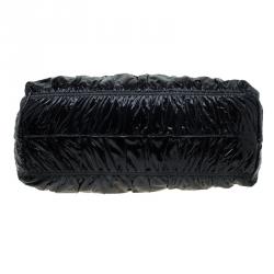 Pre Owned Prada Black Gaufre Patent Leather Large Tote