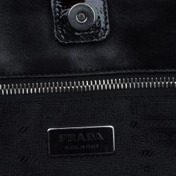 Pre Owned Prada Black Gaufre Patent Leather Large Tote