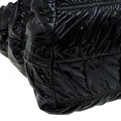 Pre Owned Prada Black Gaufre Patent Leather Large Tote