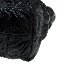 Pre Owned Prada Black Gaufre Patent Leather Large Tote