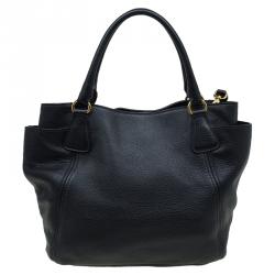 Pre Owned Prada Black Vitello Daino Leather Shopper Tote