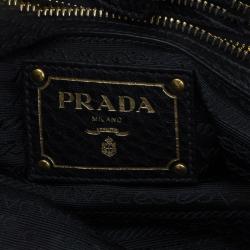 Pre Owned Prada Black Vitello Daino Leather Shopper Tote