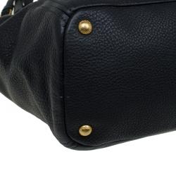 Pre Owned Prada Black Vitello Daino Leather Shopper Tote