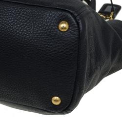 Pre Owned Prada Black Vitello Daino Leather Shopper Tote