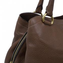 مملوكة مسبقًا Prada Cocoa Brown Vitello Daino Double Zipped Satchel
