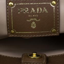 مملوكة مسبقًا Prada Cocoa Brown Vitello Daino Double Zipped Satchel