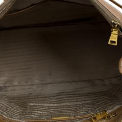 Pre Owned Prada Brown Saffiano Lux Leather Large Double  Zip Tote