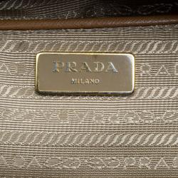 Pre Owned Prada Brown Saffiano Lux Leather Large Double  Zip Tote