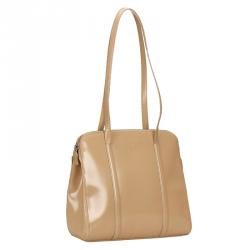 Pre Owned Prada Beige Shiny Leather Shopping Tote