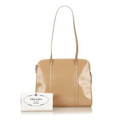 Pre Owned Prada Beige Shiny Leather Shopping Tote