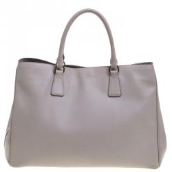 Pre Owned Prada Grey Saffiano Lux Leather Large Tote