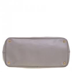 Pre Owned Prada Grey Saffiano Lux Leather Large Tote