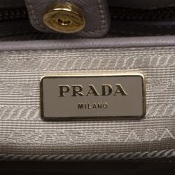 Pre Owned Prada Grey Saffiano Lux Leather Large Tote