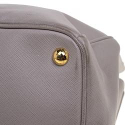 Pre Owned Prada Grey Saffiano Lux Leather Large Tote