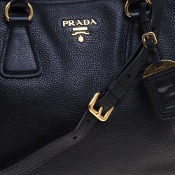 Pre Owned Prada Black Vitello Daino Leather Shopper Tote