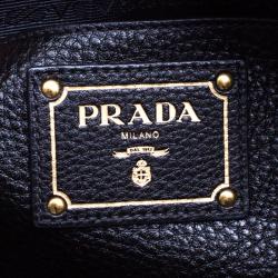 Pre Owned Prada Black Vitello Daino Leather Shopper Tote