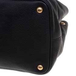 Pre Owned Prada Black Vitello Daino Leather Shopper Tote