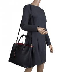 Pre Owned Prada Black Saffiano Cuir Leather Tote