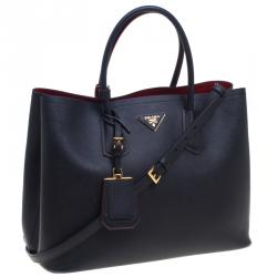 Pre Owned Prada Black Saffiano Cuir Leather Tote
