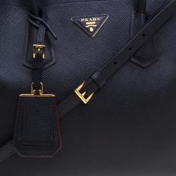 Pre Owned Prada Black Saffiano Cuir Leather Tote