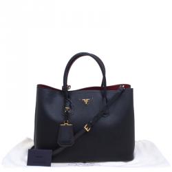 Pre Owned Prada Black Saffiano Cuir Leather Tote