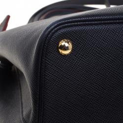 Pre Owned Prada Black Saffiano Cuir Leather Tote