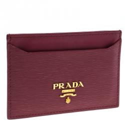 Pre Owned Prada Dark Pink Leather Card Holder