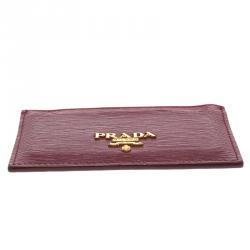 Pre Owned Prada Dark Pink Leather Card Holder