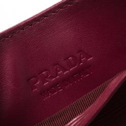 Pre Owned Prada Dark Pink Leather Card Holder