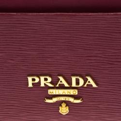 Pre Owned Prada Dark Pink Leather Card Holder