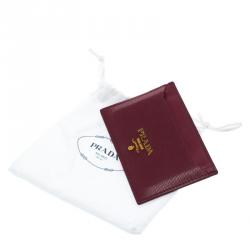 Pre Owned Prada Dark Pink Leather Card Holder