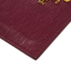 Pre Owned Prada Dark Pink Leather Card Holder