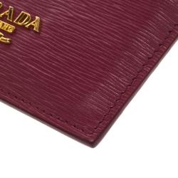 Pre Owned Prada Dark Pink Leather Card Holder