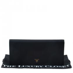 Pre Owned Prada Black Satin Oversize Clutch