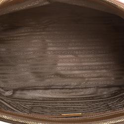 Pre Owned Prada Brown Saffiano Lux Leather Large Double Zip Tote
