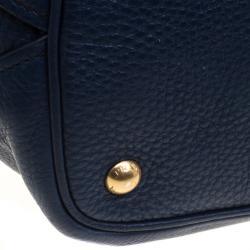 Pre Owned Prada Navy Blue Vitello Daino Leather Tote