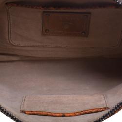 Pre Owned Prada Orange Python Flat Zip Clutch