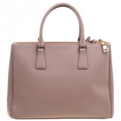 Pre Owned Prada Blush Pink Saffiano Lux Leather Double Zip Tote
